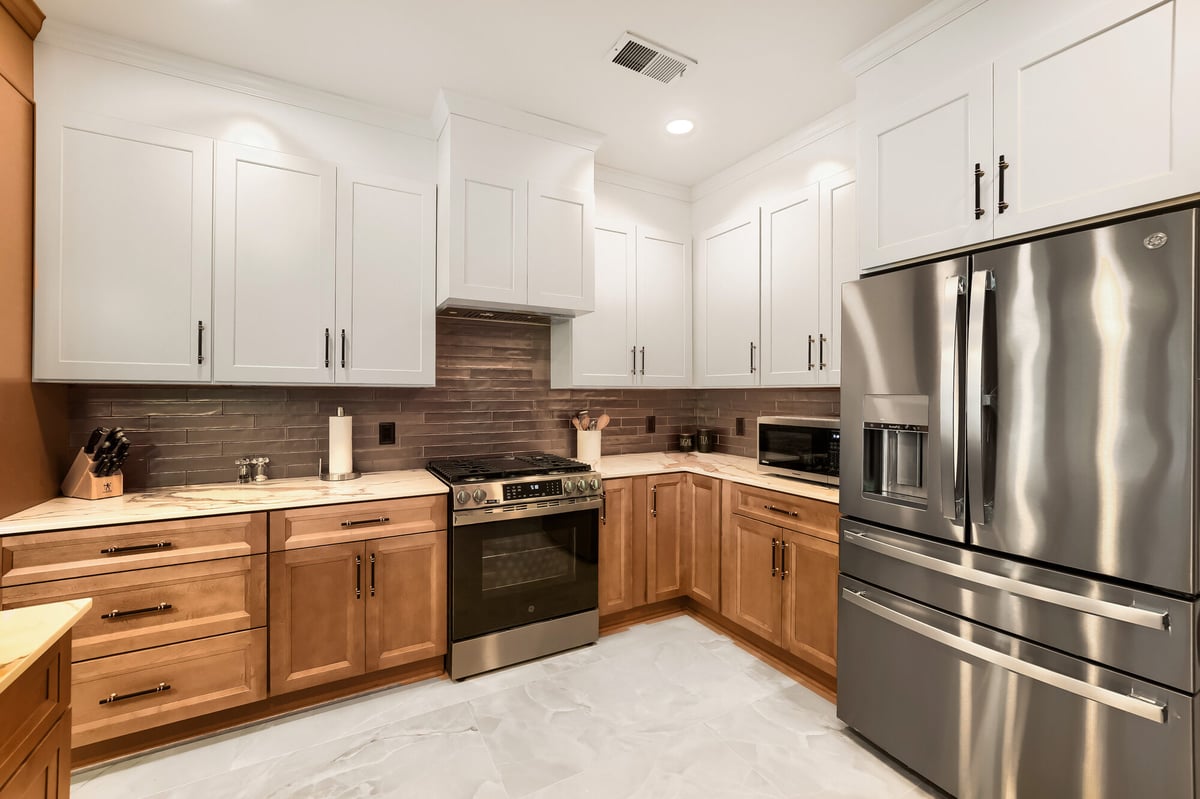 kitchen-white-upper-cabinets-wood-lower-cabinets-tile-backsplash-atlanta-ga-optimized